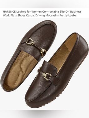 Women’s Brown Faux Leather Slip-On Driving Loafers